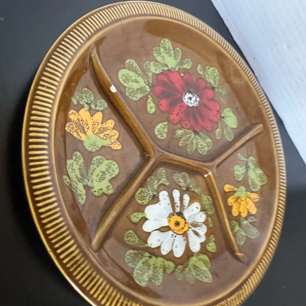 Vintage Italian Floral Divided Plate - Picture 6 of 6